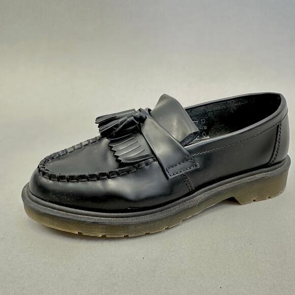 Dr Martens Adrian Black Polished Smooth Leather Tassel Loafers Women's US Size 8 - Picture 1 of 16